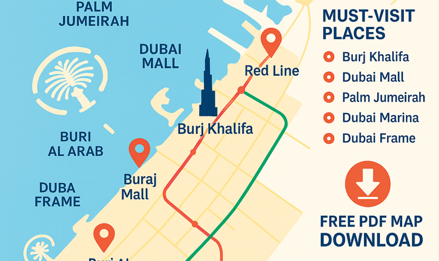 Dubai Tourist Map 2025 – Attractions, Metro Guide & Indian Travel Tips
